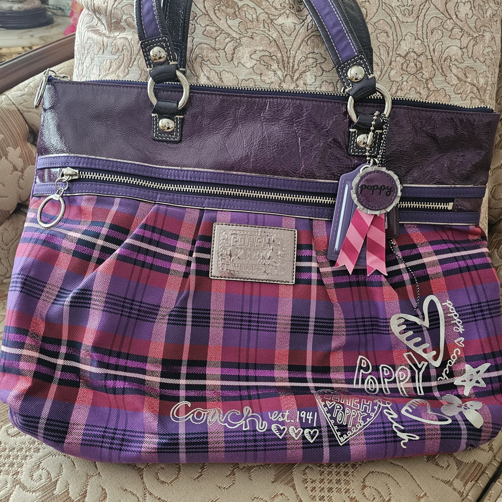Coach Purple Plaid Women's Bag
